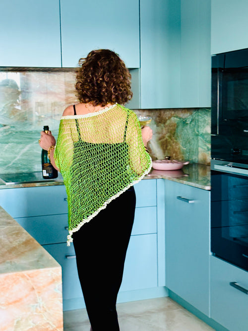 Green Asymmetrical Poncho