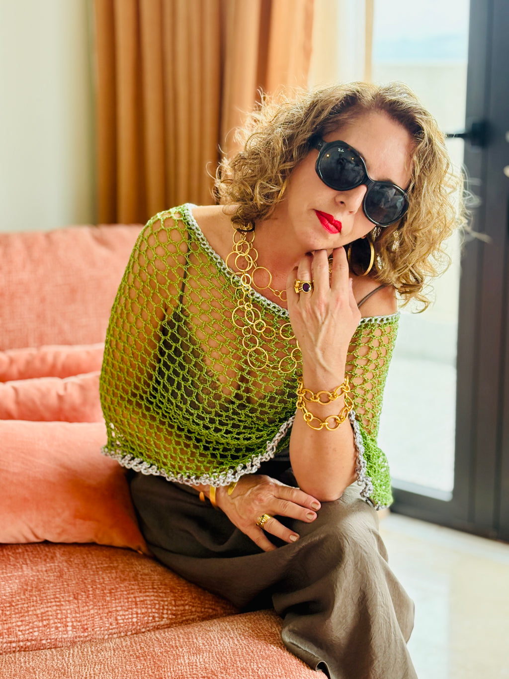 Green Silver Poncho