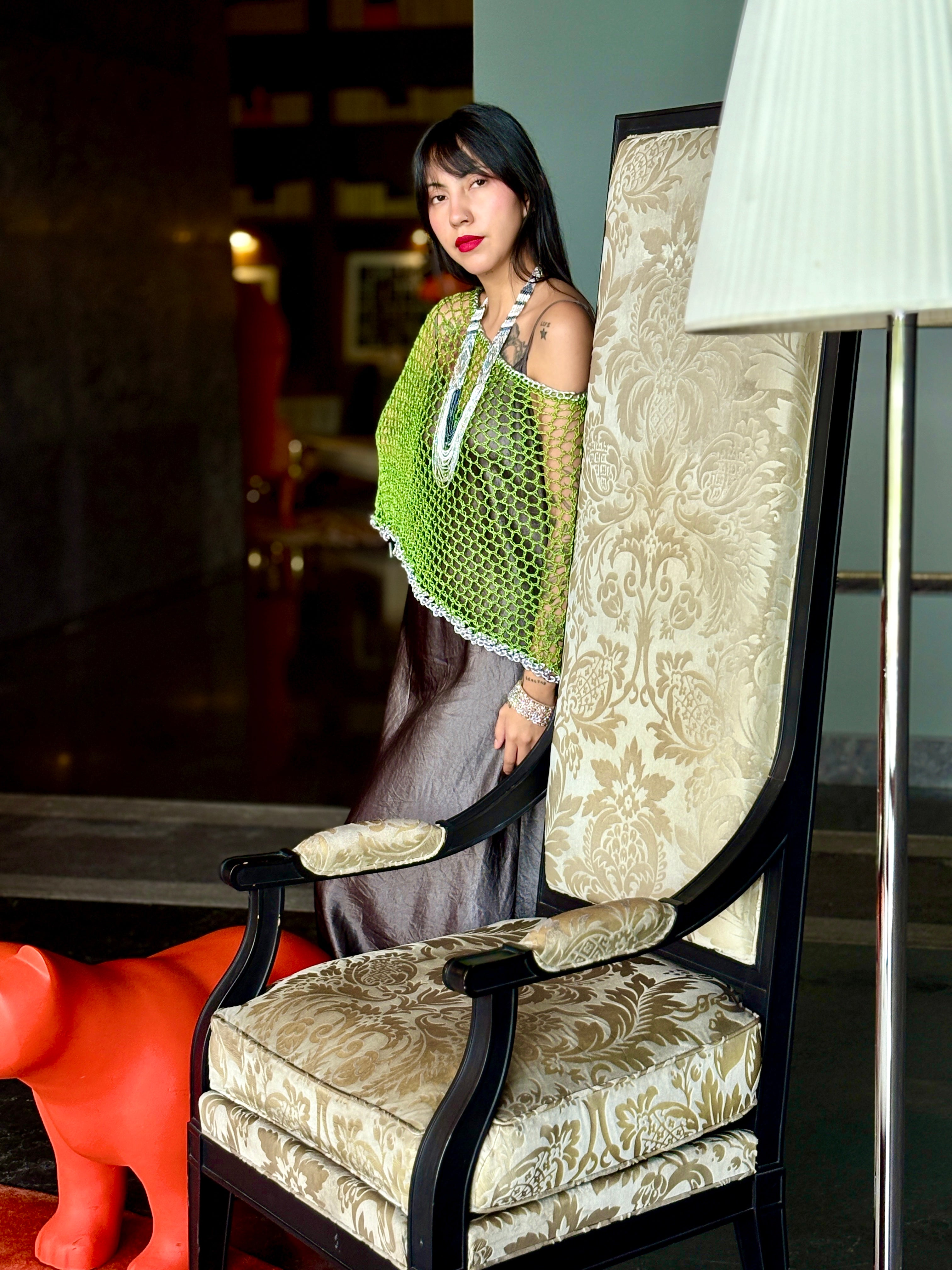Green Silver Poncho