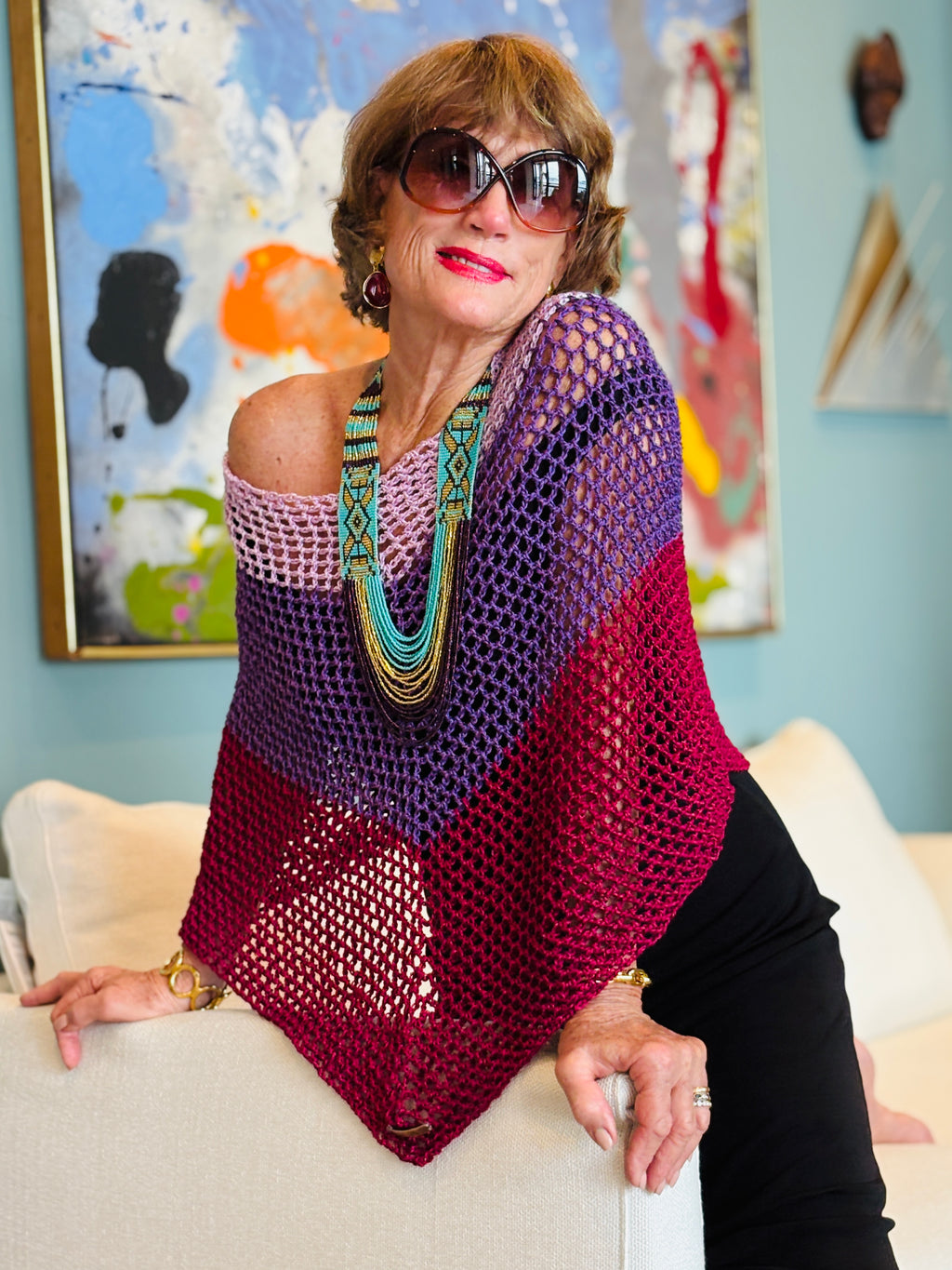 Detailed craftsmanship of handmade designer poncho