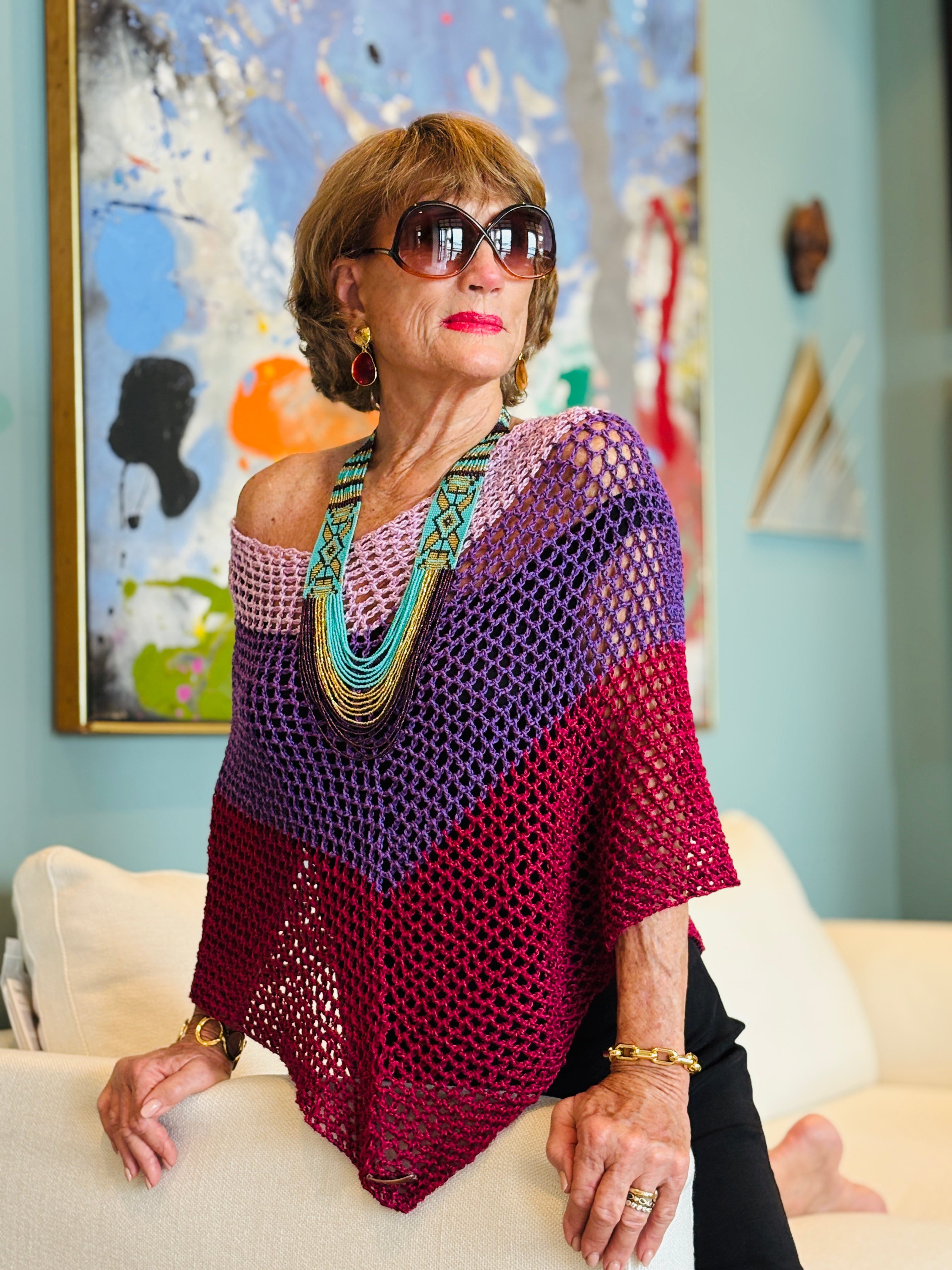 Side view of elegant handmade poncho