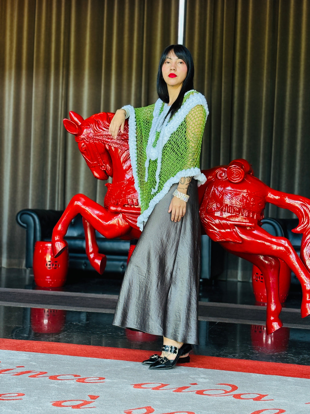 Designer Santa Claus poncho handcrafted by Vega Fashion