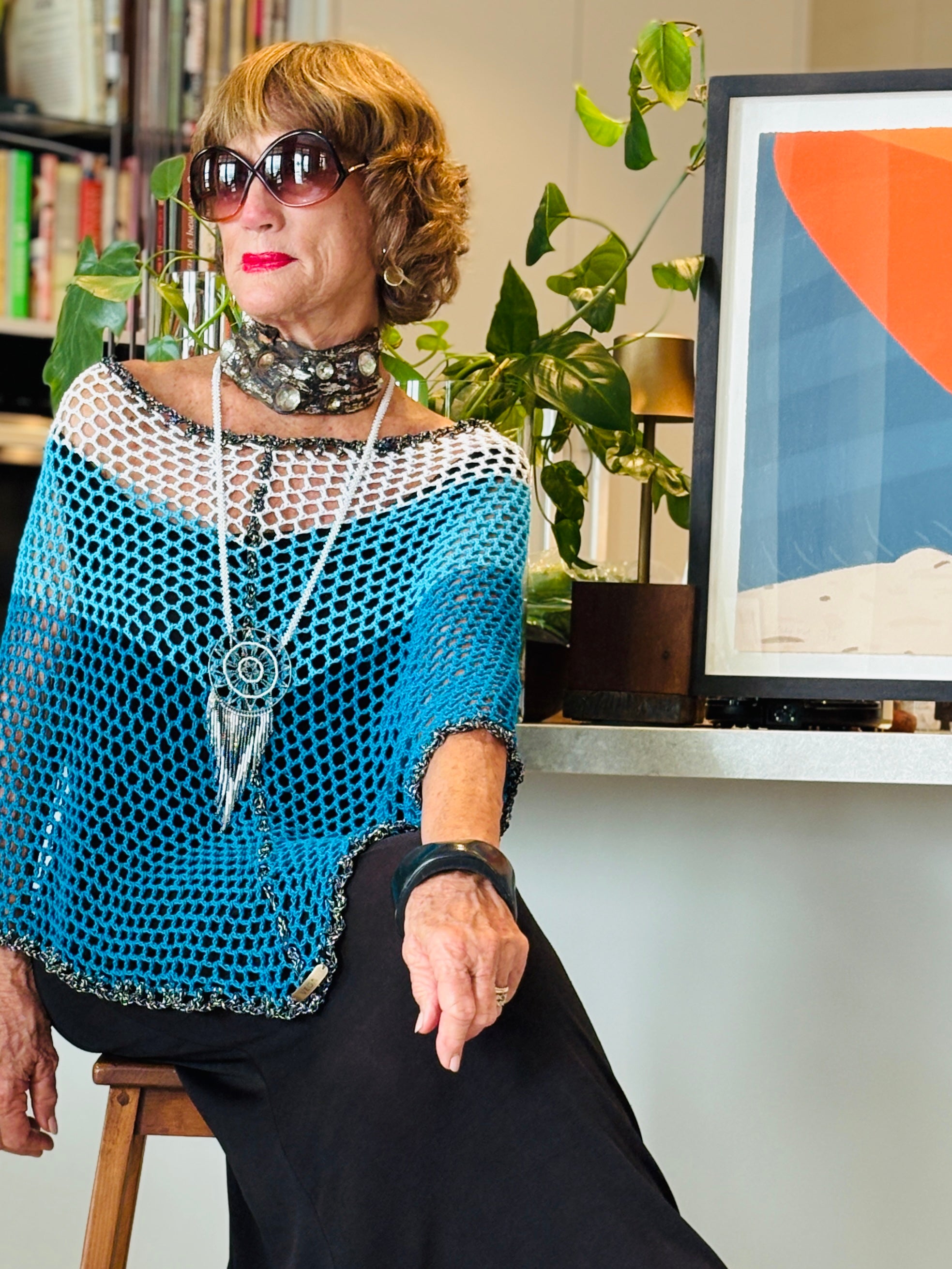 Elegant Stillwater poncho by Vega Fashion worn by model