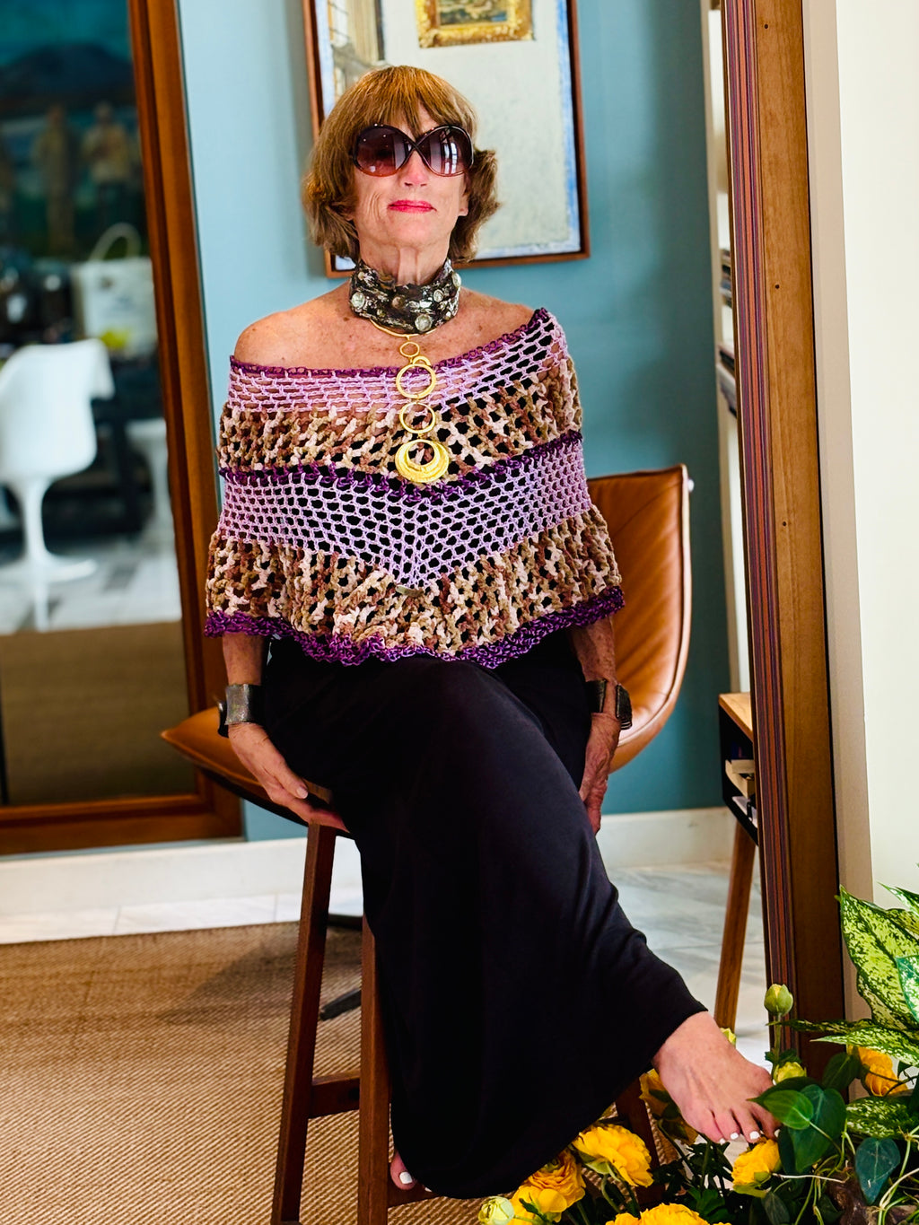Limited edition handmade tiger poncho one of a kind by Vega Fashion
